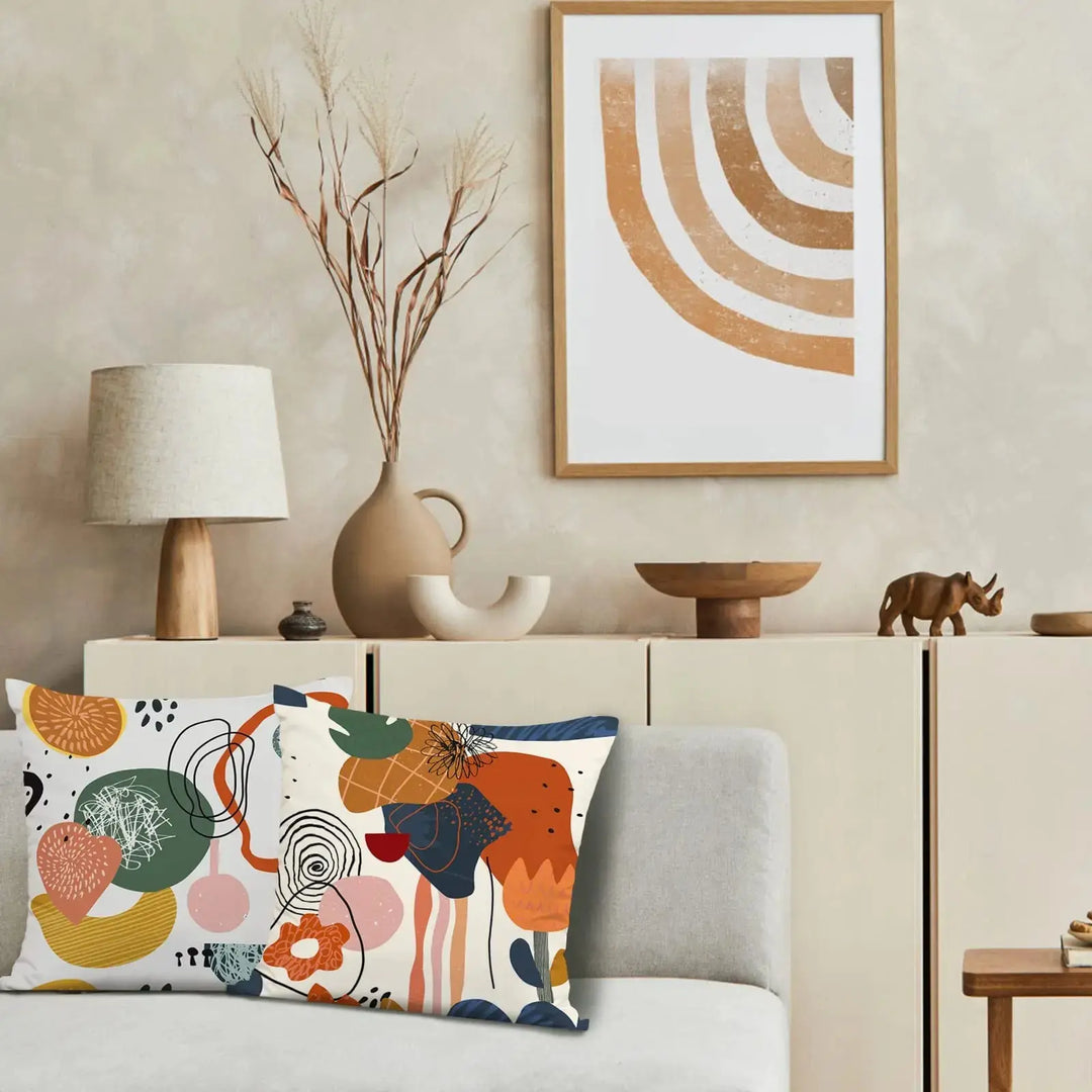 Jartinle Burnt Orange Abstract Throw Pillow Covers 18x18 Set of 4 Boho Geometric Pillow Covers Accent Minimalist for Couch Outdoor Decor 