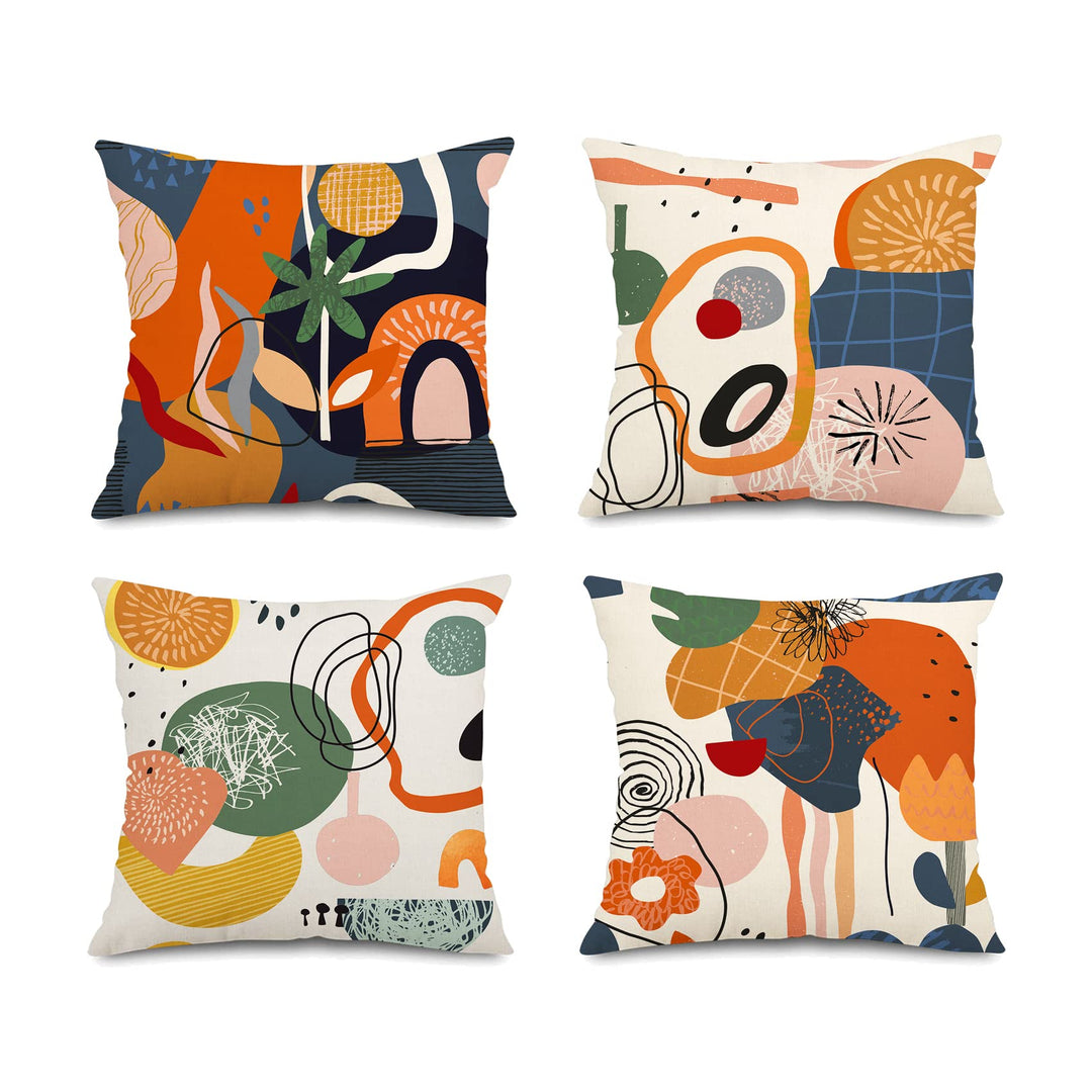 Jartinle Burnt Orange Abstract Throw Pillow Covers 18x18 Set of 4 Boho Geometric Pillow Covers Accent Minimalist for Couch Outdoor Decor 