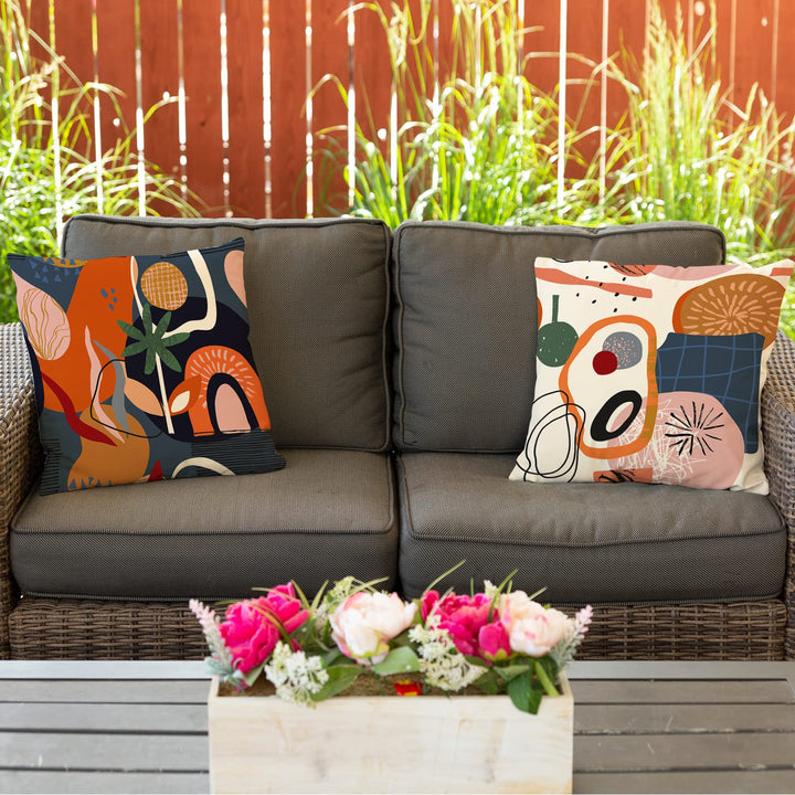 Jartinle Burnt Orange Abstract Throw Pillow Covers 18x18 Set of 4 Boho Geometric Pillow Covers Accent Minimalist for Couch Outdoor Decor 