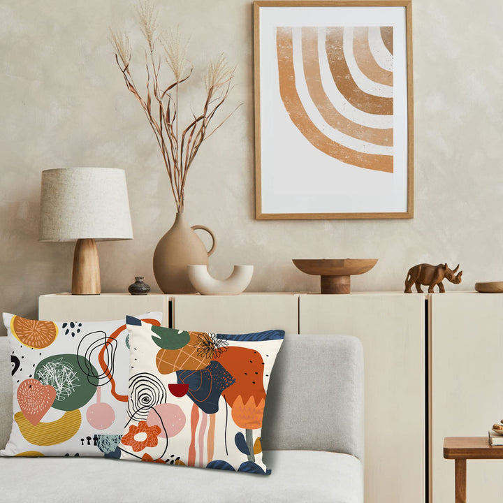 Jartinle Burnt Orange Abstract Throw Pillow Covers 18x18 Set of 4 Boho Geometric Pillow Covers Accent Minimalist for Couch Outdoor Decor 