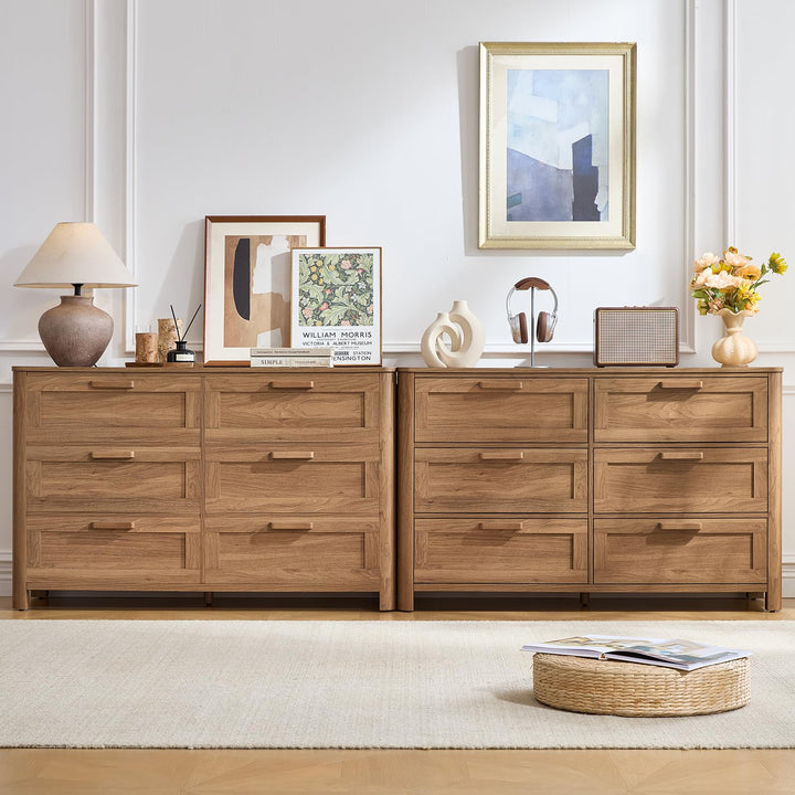 Joaxswe Farmhouse 6 Drawer Dresser for Bedroom, Brown 