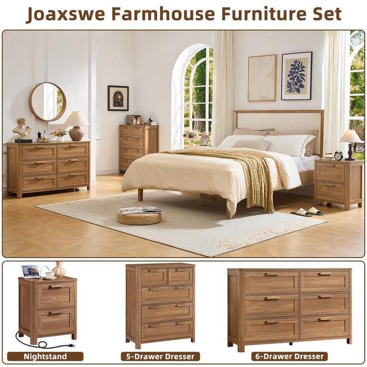 Joaxswe Farmhouse 6 Drawer Dresser for Bedroom, Brown 
