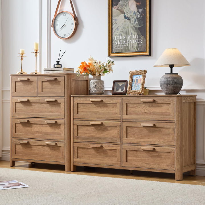 Joaxswe Farmhouse 6 Drawer Dresser for Bedroom, Brown 