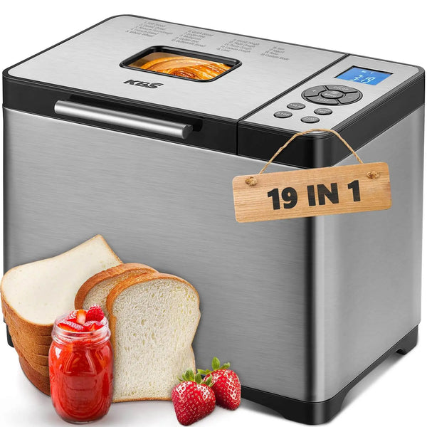KBS Bread Machine, 19-in-1 Bread Maker, 2LB - Stainless Steel
