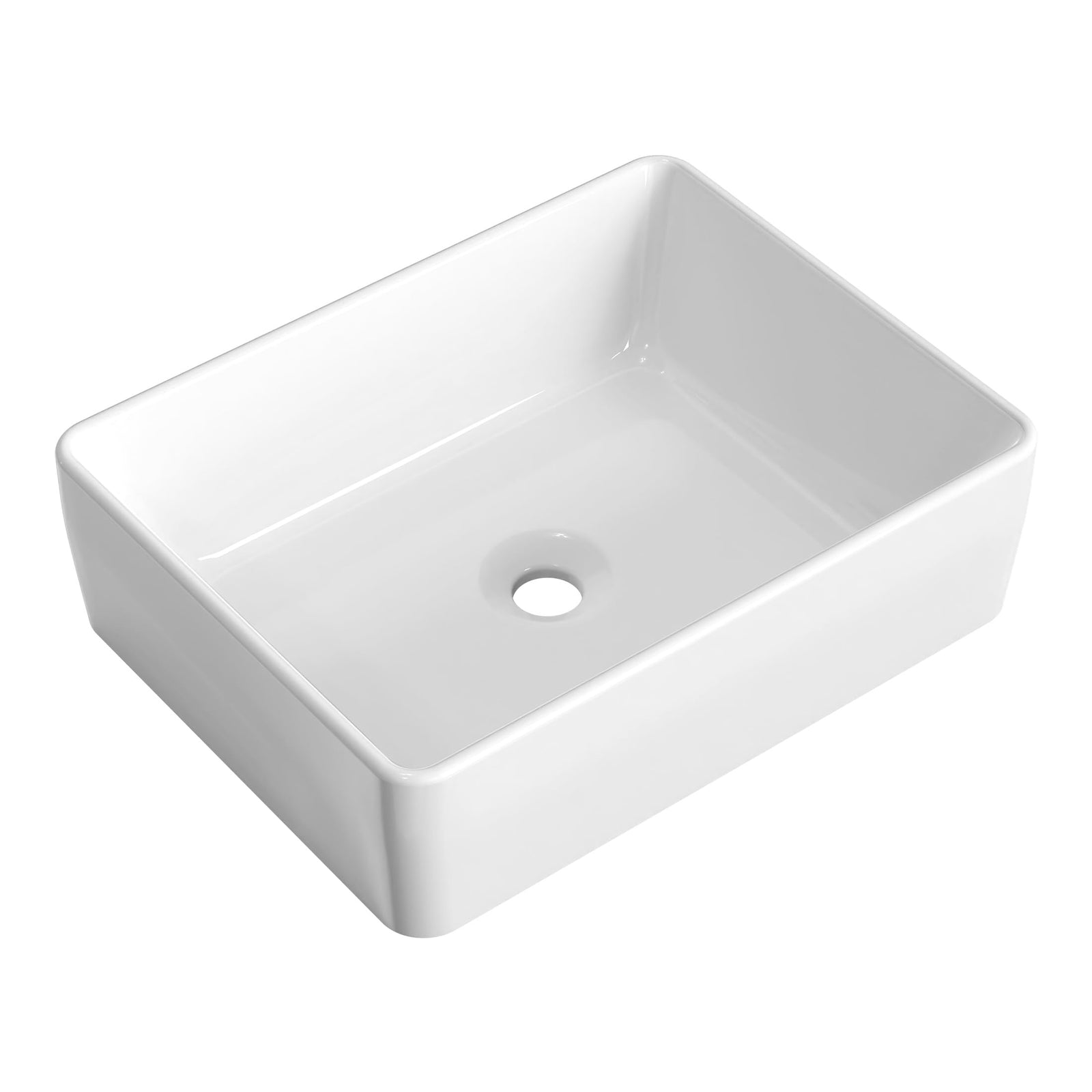 KES 19x15 Inches Rectangular Bathroom Vessel Sink, White Rectangle Above Counter Countertop Porcelain Ceramic Vanity Sink, BVS110 