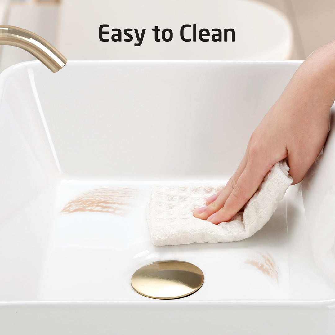 KES 19x15 Inches Rectangular Bathroom Vessel Sink, White Rectangle Above Counter Countertop Porcelain Ceramic Vanity Sink, BVS110 