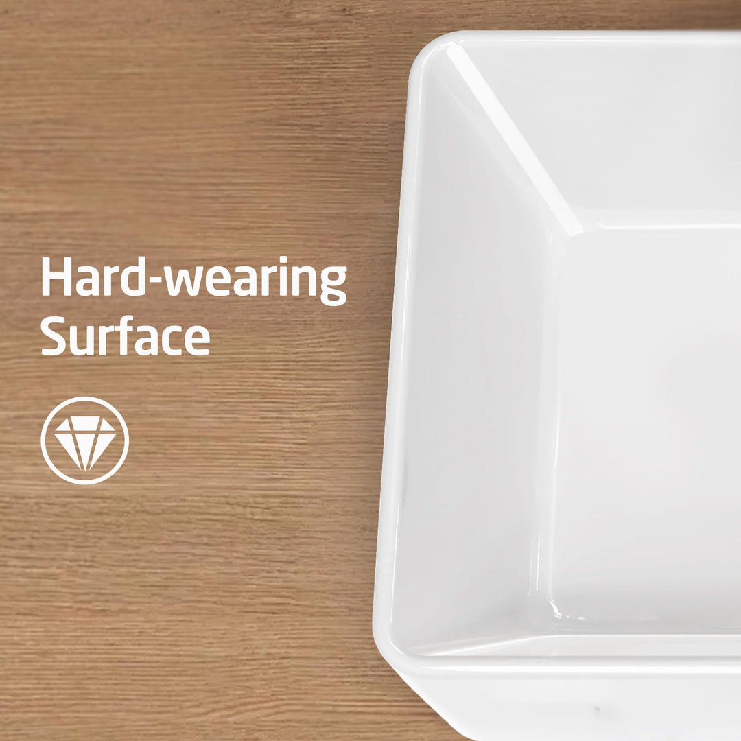 KES 19x15 Inches Rectangular Bathroom Vessel Sink, White Rectangle Above Counter Countertop Porcelain Ceramic Vanity Sink, BVS110 