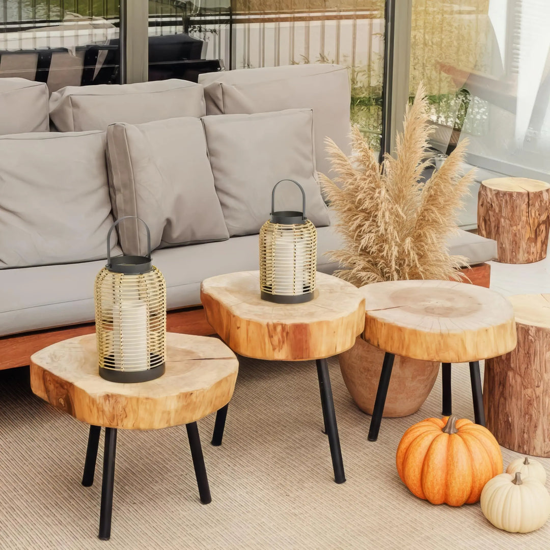 Natural Rattan Boho Lanterns - Handcrafted Chic Farmhouse Decor for Home 