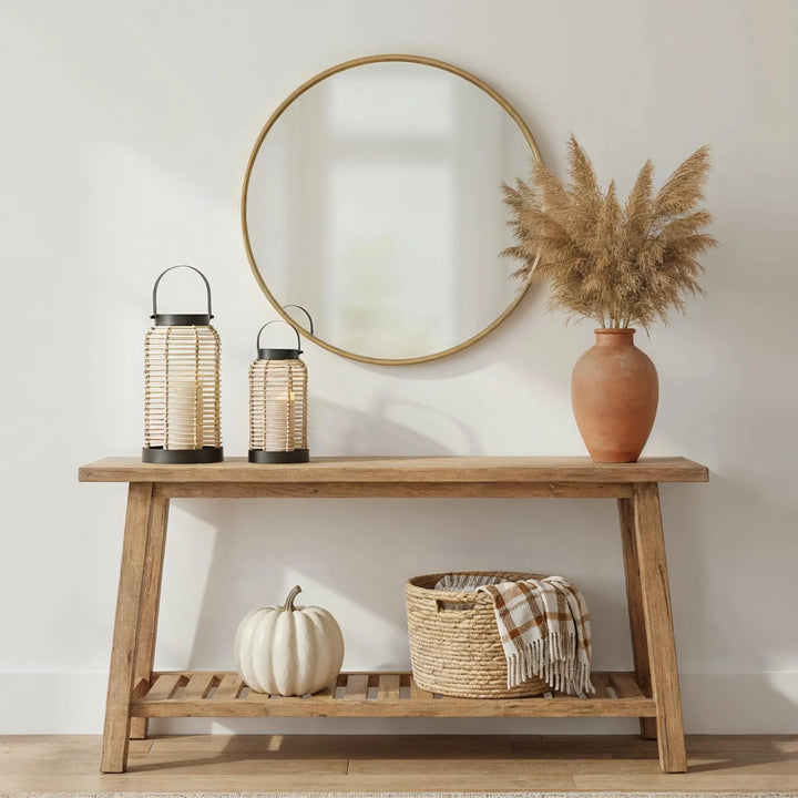 Natural Rattan Boho Lanterns - Handcrafted Chic Farmhouse Decor for Home 
