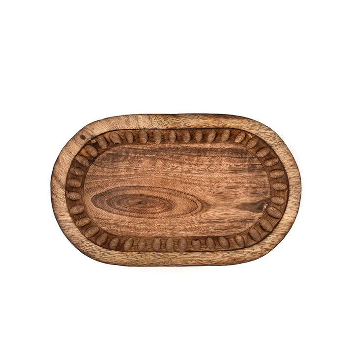 Kaizen Casa Decorative Bowl Mango Wood for Home Decor, Unique Centerpiece Bowl, with Hand Carved Vertical Stripes for Home Decor, Bathroom, Kitchen Counter, & More (10" x 6" x 2")