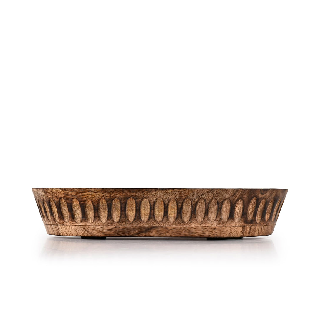 Kaizen Casa Decorative Bowl, Hand-Carved Mango Wood, 10"x6"x2" 