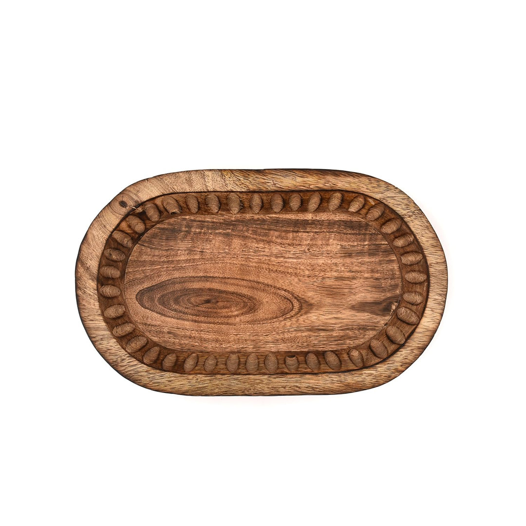 Kaizen Casa Decorative Bowl, Hand-Carved Mango Wood, 10"x6"x2" 