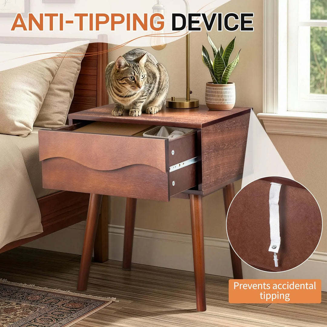 Karl home Brown Mid Century Modern Nightstand, Scandinavian Bedside Table