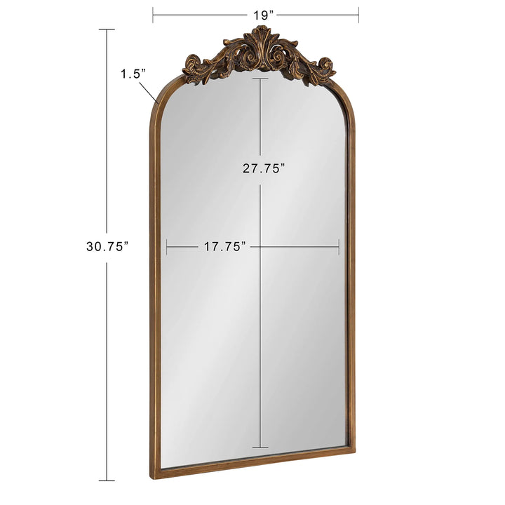 Kate and Laurel Arendahl Traditional Arch Mirror, 19 x 31, Gold, Baroque Inspired Wall Decor