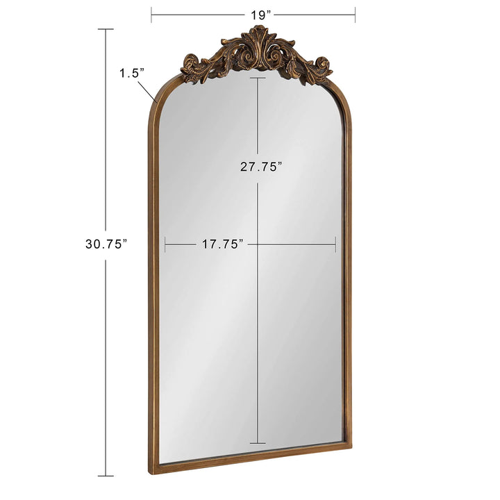 Kate and Laurel Arendahl Traditional Arch Mirror, 19 x 31, Gold, Baroque Inspired Wall Decor