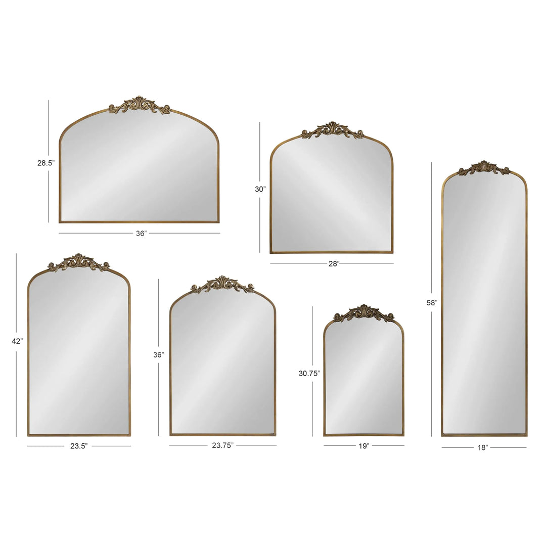 Kate and Laurel Arendahl Traditional Arch Mirror, 19 x 31, Gold, Baroque Inspired Wall Decor