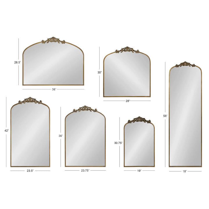 Kate and Laurel Arendahl Traditional Arch Mirror, 19 x 31, Gold, Baroque Inspired Wall Decor