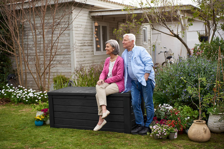 Keter Westwood Outdoor Storage Deck Box, 150 Gallon, Dark Grey 