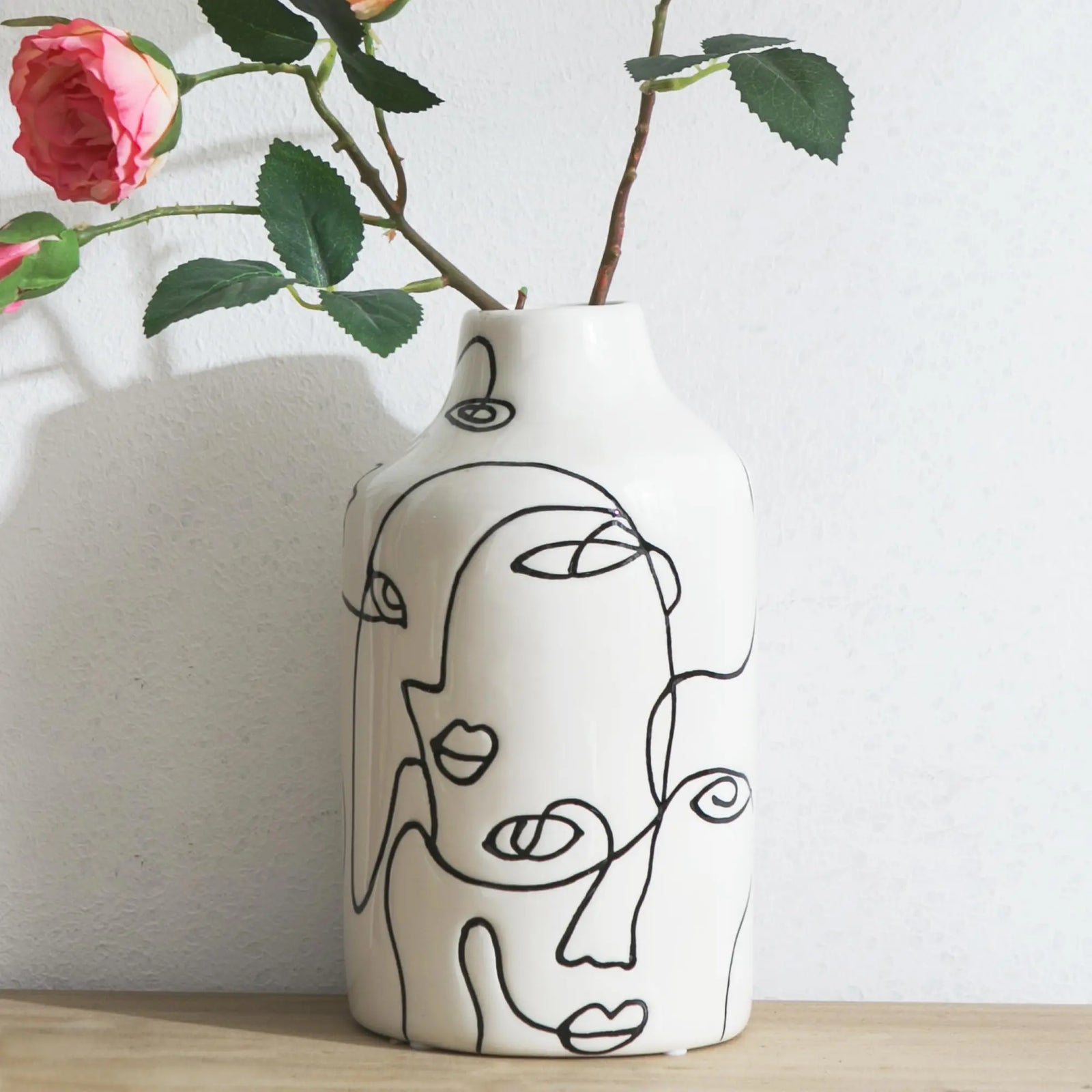 Kimdio Ceramic Vase for Home Decor, Abstract Irregular Design Flower Vase, Living Room Decor Minimalist Decorative Vases for Pampas Grass 