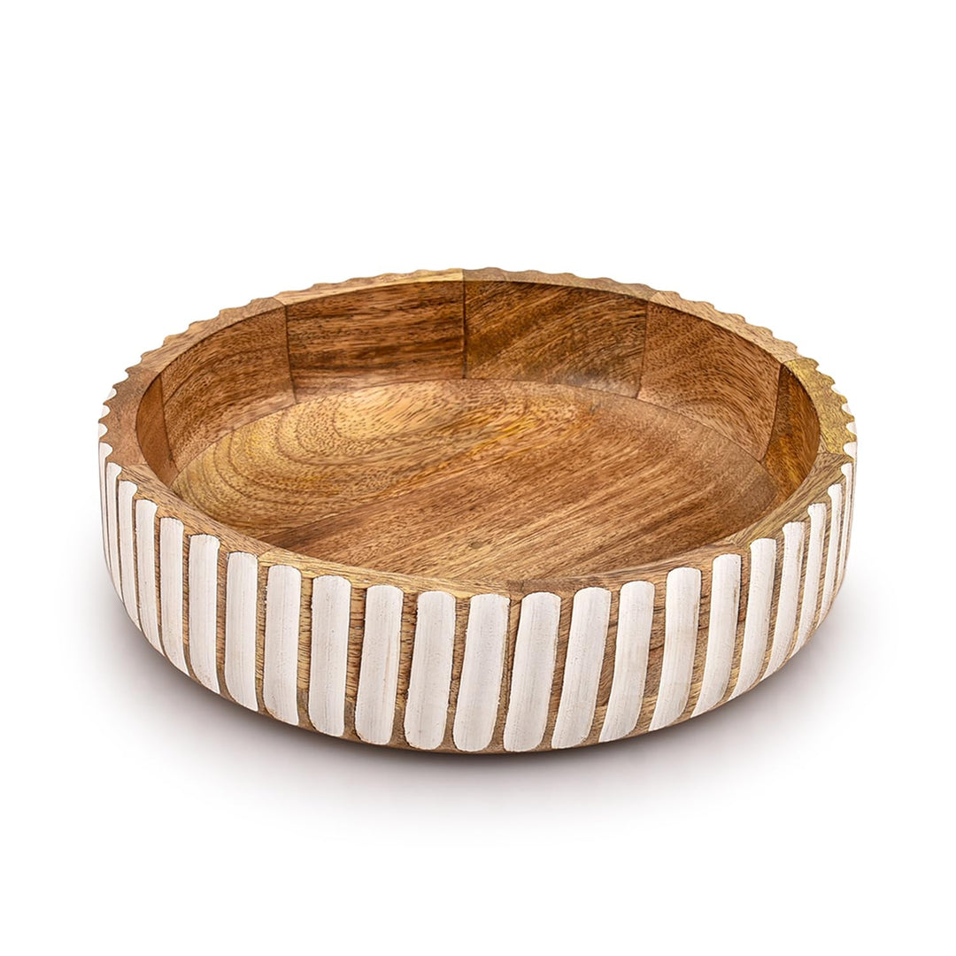 Kimona Fruit Bowls Wood Fruit Bowl or Decorative Bowl for Table Décor for Kitchen Counter or Farmhouse Christmas Centerpiece (10" X 10" X 2.5") 