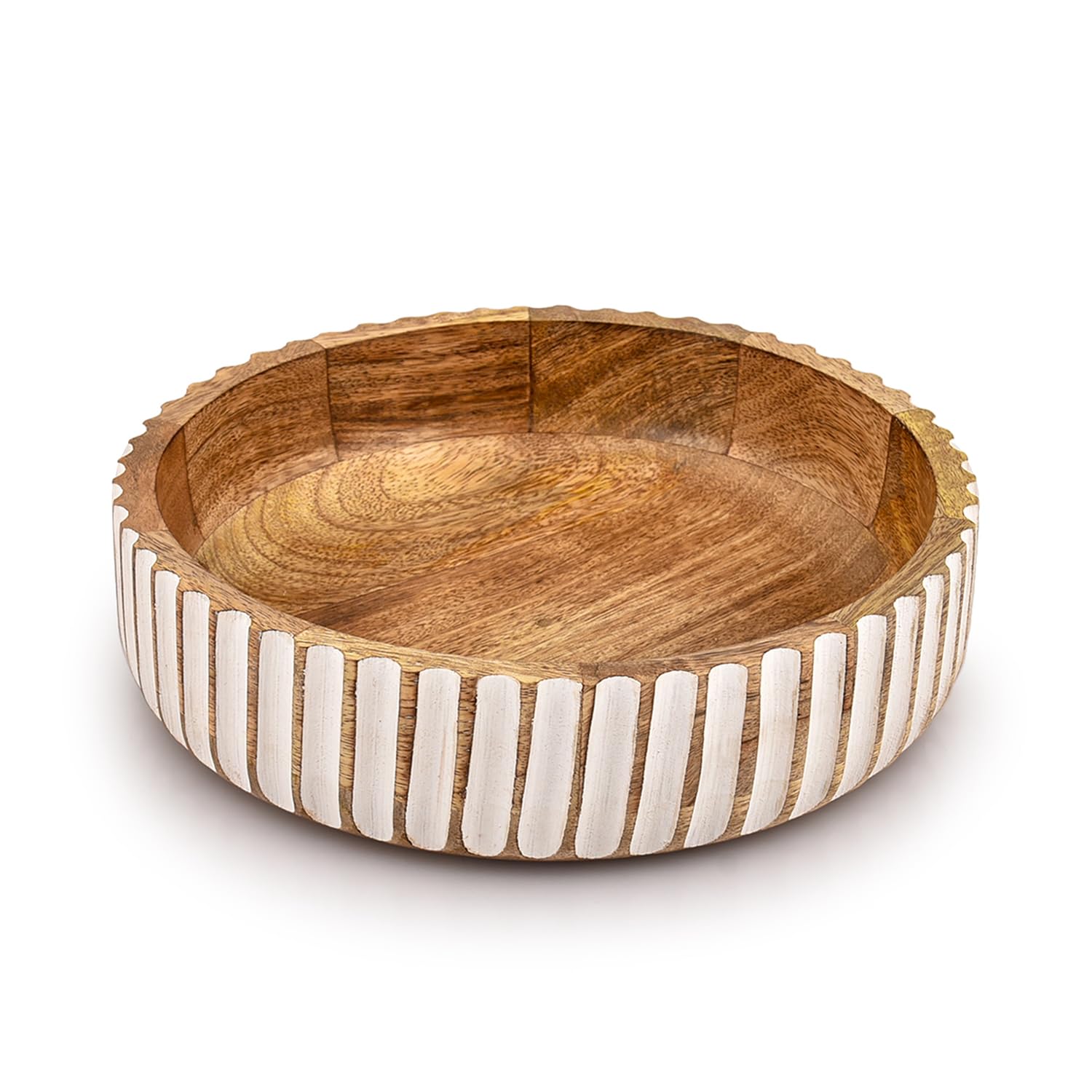 Kimona Fruit Bowls Wood Fruit Bowl or Decorative Bowl for Table Décor for Kitchen Counter or Farmhouse Christmas Centerpiece (10" X 10" X 2.5") 