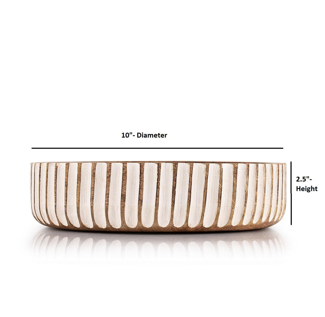 Kimona Fruit Bowls Wood Fruit Bowl or Decorative Bowl for Table Décor for Kitchen Counter or Farmhouse Christmas Centerpiece (10" X 10" X 2.5") 