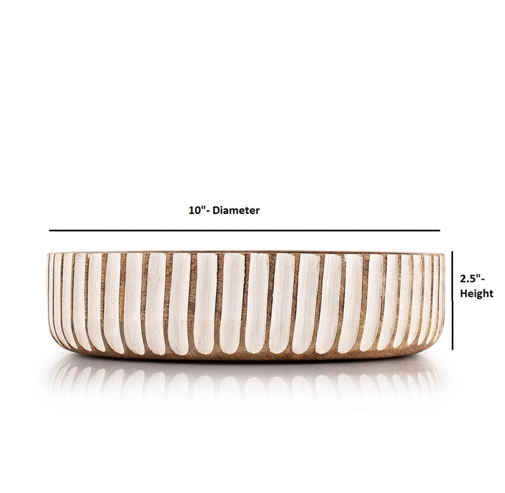 Kimona Fruit Bowls Wood Fruit Bowl or Decorative Bowl for Table Décor for Kitchen Counter or Farmhouse Christmas Centerpiece (10" X 10" X 2.5") 