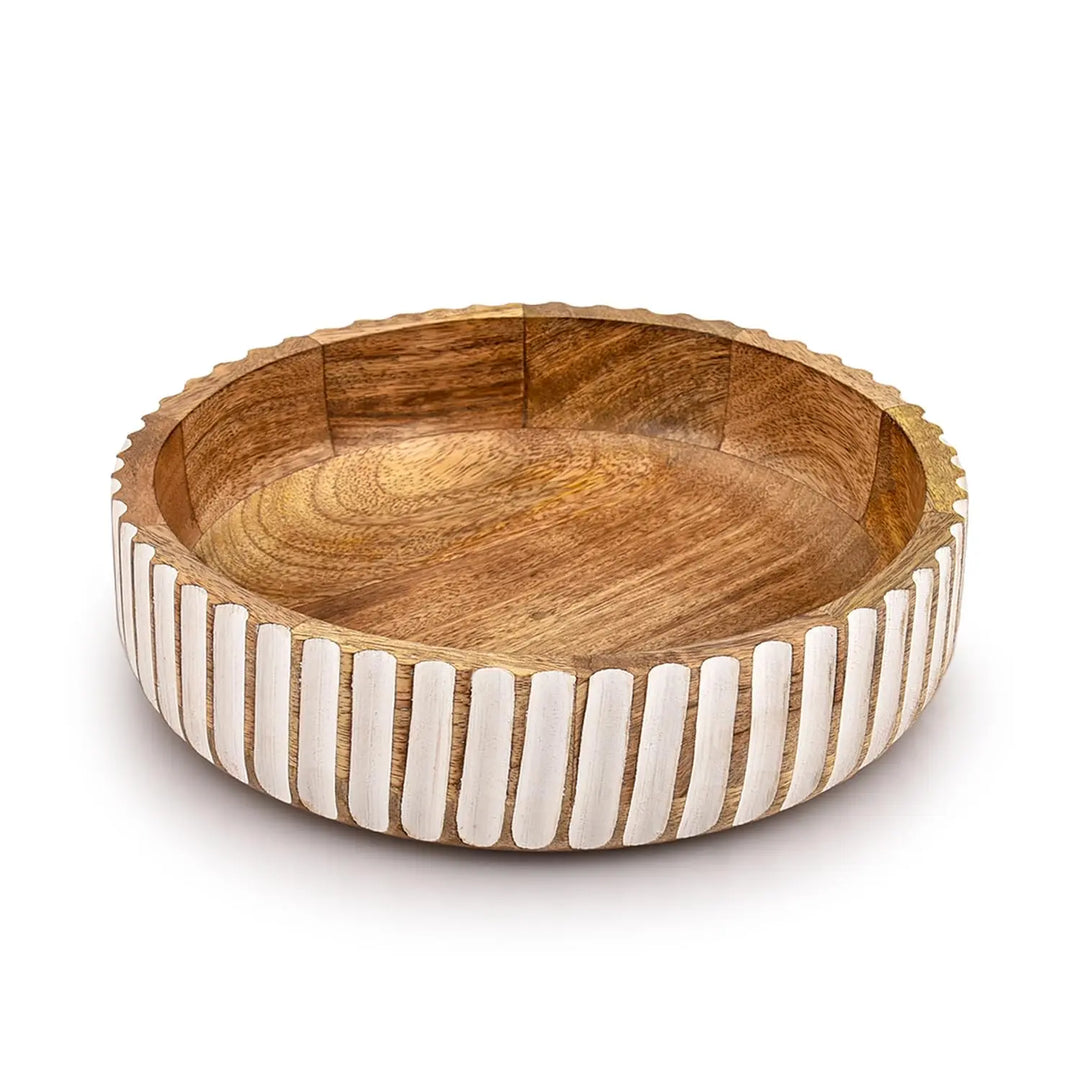 Kimona Fruit Bowls Wood Fruit Bowl or Decorative Bowl for Table Décor for Kitchen Counter or Farmhouse Christmas Centerpiece (10" X 10" X 2.5") 