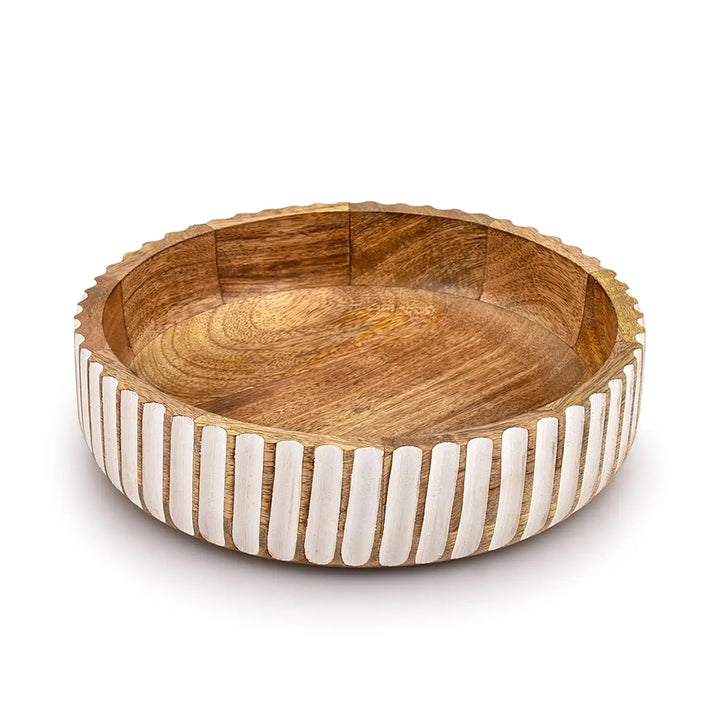 Kimona Fruit Bowls Wood Fruit Bowl or Decorative Bowl for Table Décor for Kitchen Counter or Farmhouse Christmas Centerpiece (10" X 10" X 2.5") 