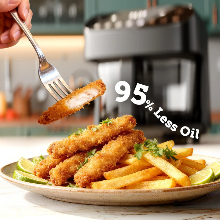 Kismile 5QT Glass Air Fryer, BPA-Free Non Toxic AirFryer with Digital Touch Control, 1500W Portable Airfryer, Dishwasher Safe Basket, Up to 400°F, Cooks with 95% Less Oil(Black) 