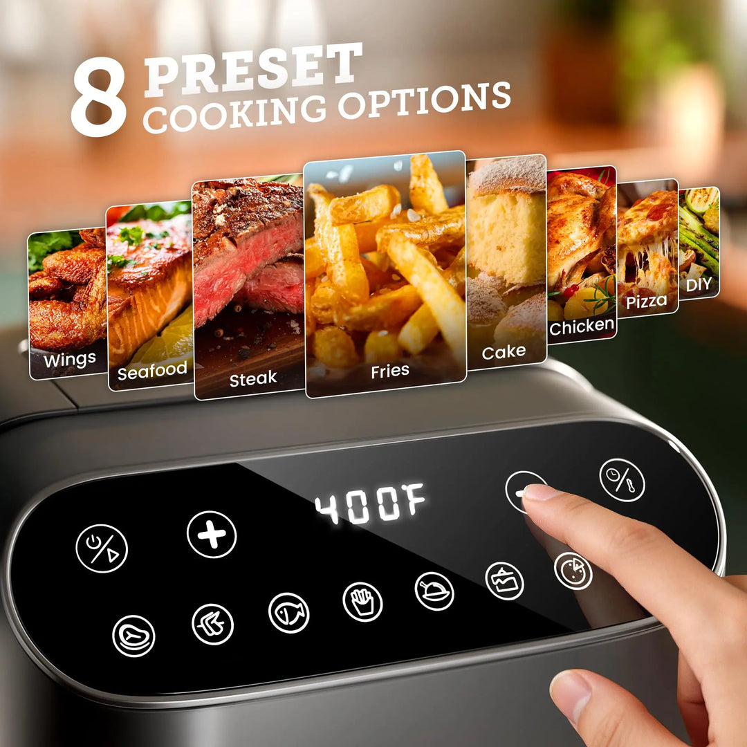 Kismile 5QT Glass Air Fryer, BPA-Free Non Toxic AirFryer with Digital Touch Control, 1500W Portable Airfryer, Dishwasher Safe Basket, Up to 400°F, Cooks with 95% Less Oil(Black) 