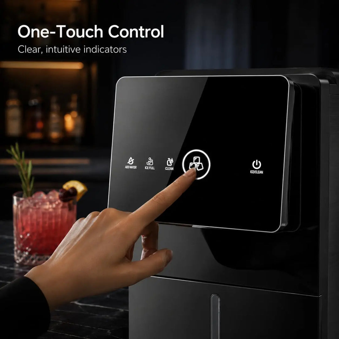 Kismile Nugget Ice Maker Countertop, 33LBS/24H Ice Machine with Soft Chewable Ice, One-Click, Self-Cleaning Function, Stainless Steel Ice Maker with Indicator Lights for Home/Kitchen(Black) 