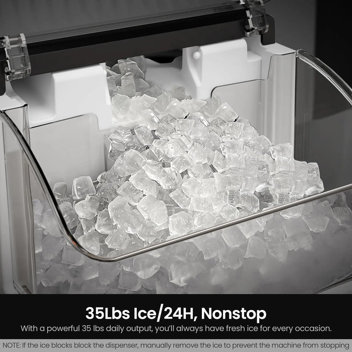 Kismile Nugget Ice Makers Countertop,Portable Ice Machine with Crushed Ice, 35lbs/Day,Self-Cleaning,One-Click Operation for Home Use(Silver) 