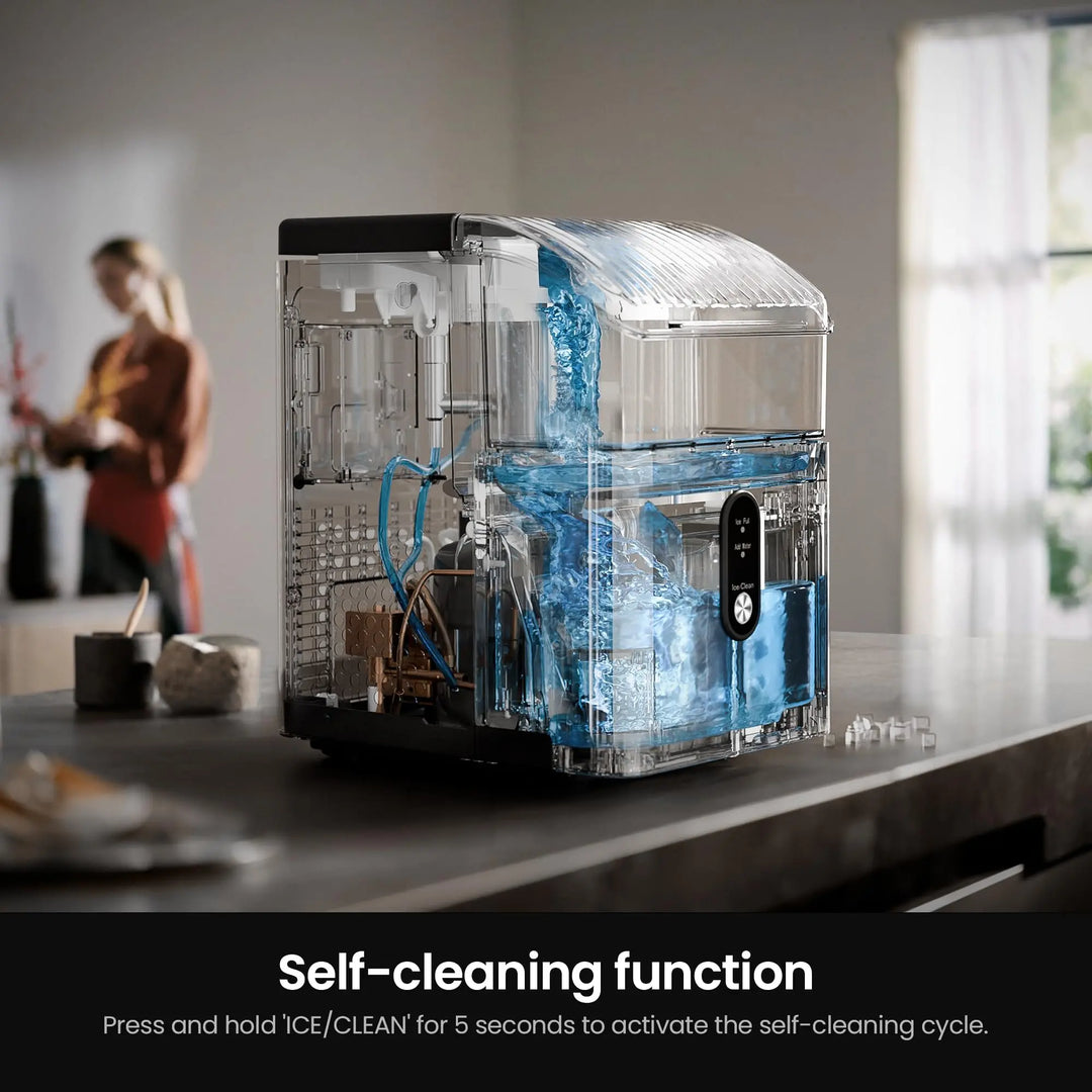 Kismile Nugget Ice Makers Countertop,Portable Ice Machine with Crushed Ice, 35lbs/Day,Self-Cleaning,One-Click Operation for Home Use(Silver) 