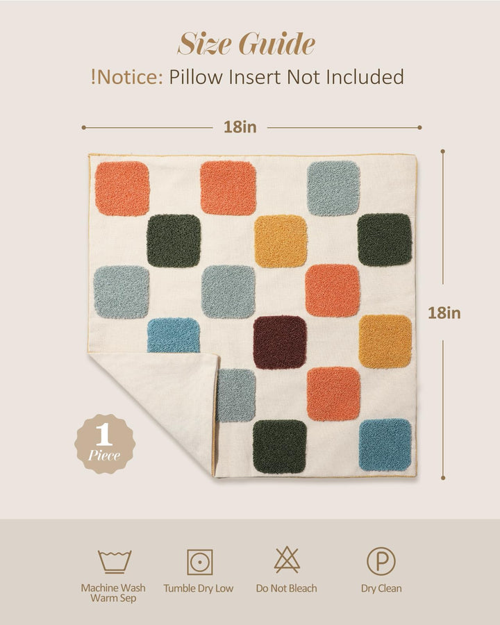 Kokaaee Embroidered Throw Pillow Cover 18x18 Inch, Colorful Plaid 