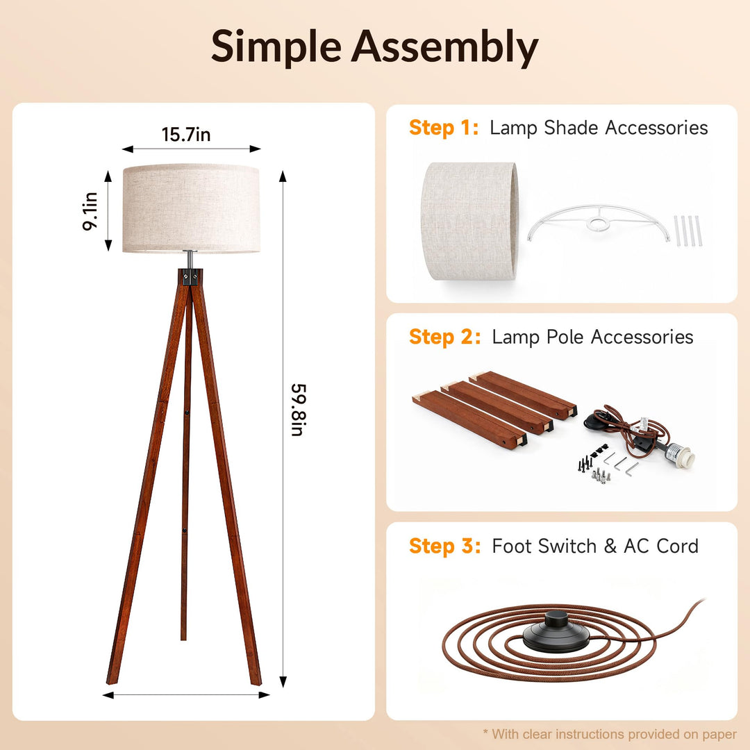 LEPOWER Tripod Floor Lamp Mid Century Modern Standing Lamps for Living Room 