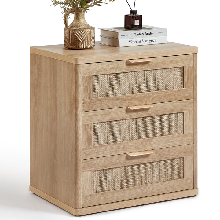 LEYAOYAO Rattan 23" Nightstands with Drawers for Bedroom 
