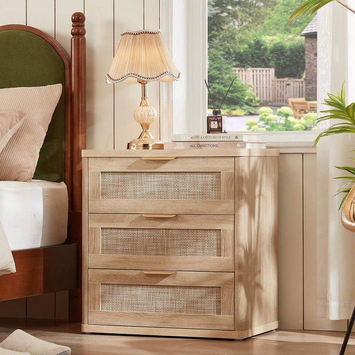 LEYAOYAO Rattan 23" Nightstands with Drawers for Bedroom 