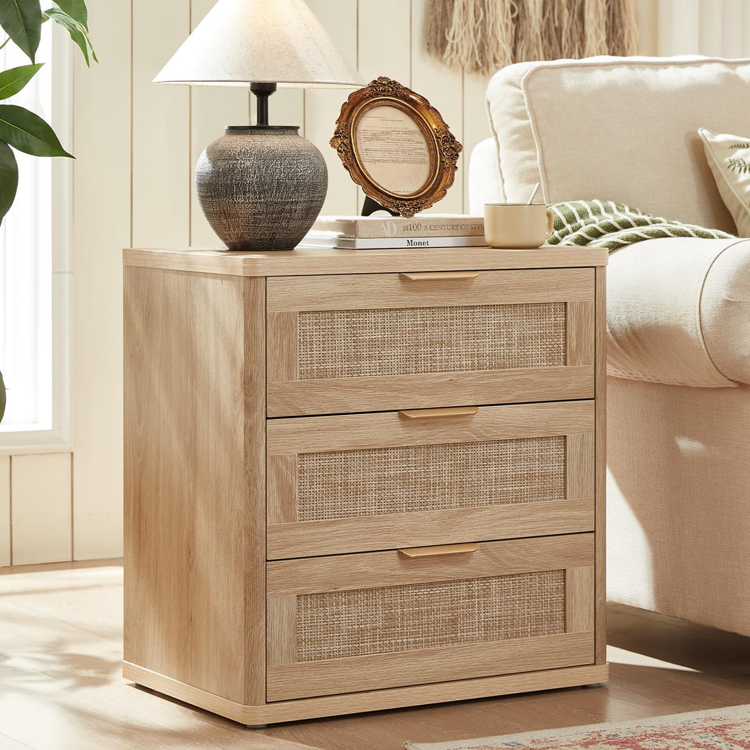 LEYAOYAO Rattan 23" Nightstands with Drawers for Bedroom 