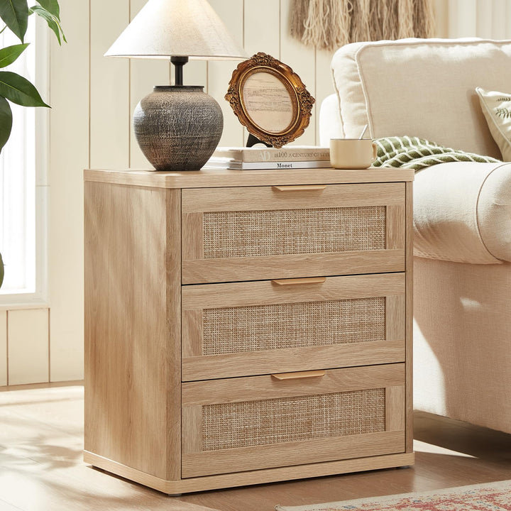 LEYAOYAO Rattan 23" Nightstands with Drawers for Bedroom 