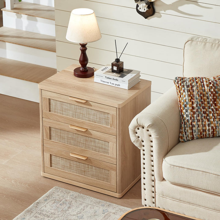 LEYAOYAO Rattan 23" Nightstands with Drawers for Bedroom 