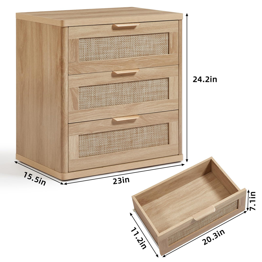 LEYAOYAO Rattan 23" Nightstands with Drawers for Bedroom 