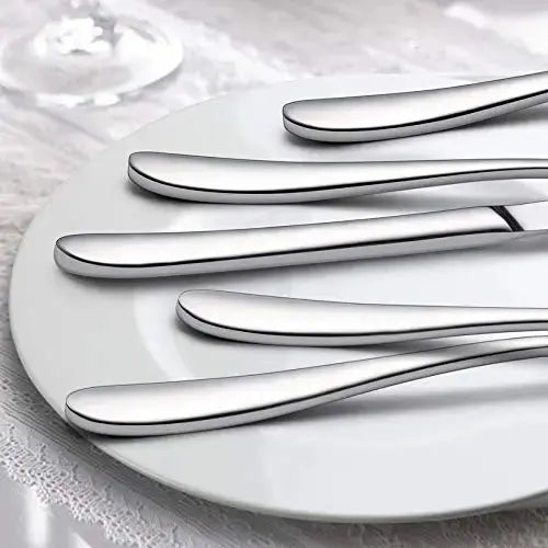 LIANYU 60-Piece Heavy Duty Stainless Steel Flatware Set, Serves 12, Mirror Finished - Silver