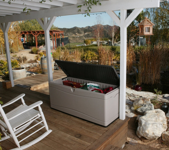 LIFETIME 60012 Extra Large Deck Box, 130 Gallon, Desert Sand/Brown 