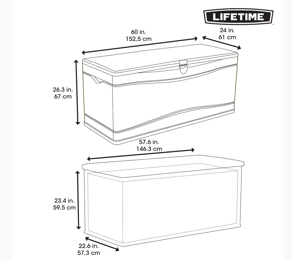 LIFETIME 60012 Extra Large Deck Box, 130 Gallon, Desert Sand/Brown 