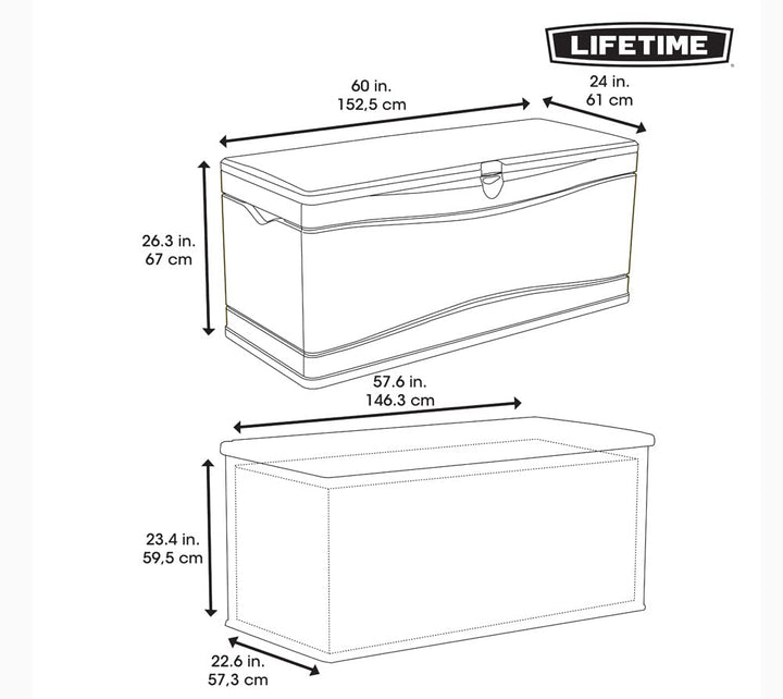 LIFETIME 60012 Extra Large Deck Box, 130 Gallon, Desert Sand/Brown 