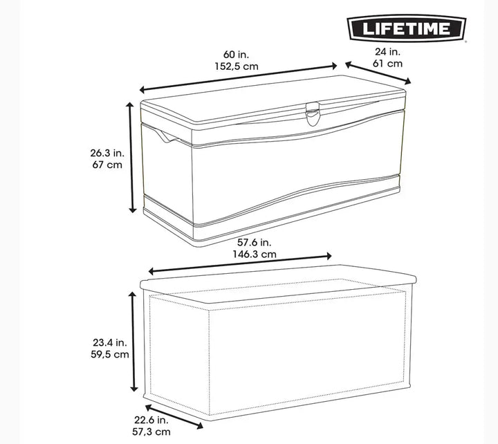 LIFETIME 60012 Extra Large Deck Box, 130 Gallon, Desert Sand/Brown 
