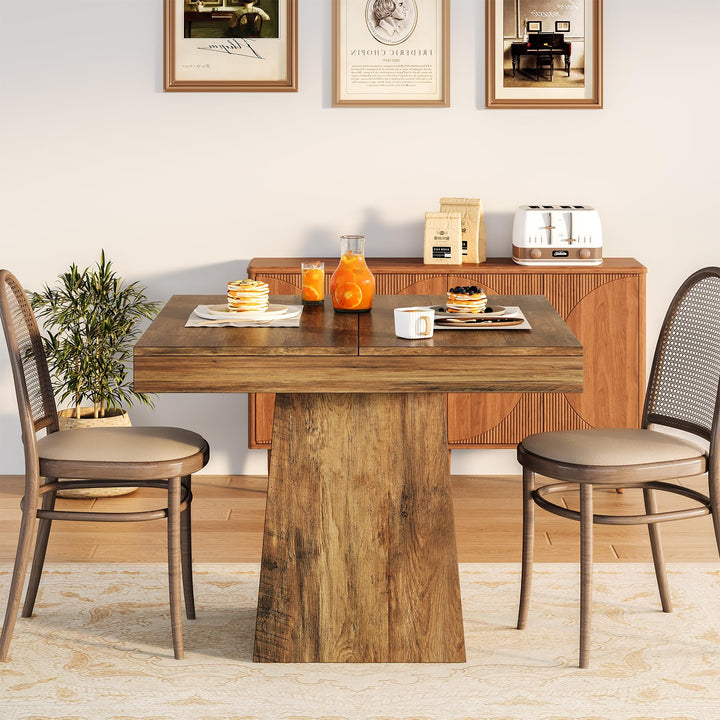 LITTLE TREE 31.5" Small Dining Table for 4, Farmhouse Kitchen Table with Walnut Finish, Square Compact Dinner Table for Home Dining Room, Apartments, Office, Living Room &amp; Restaurants, Walnut 