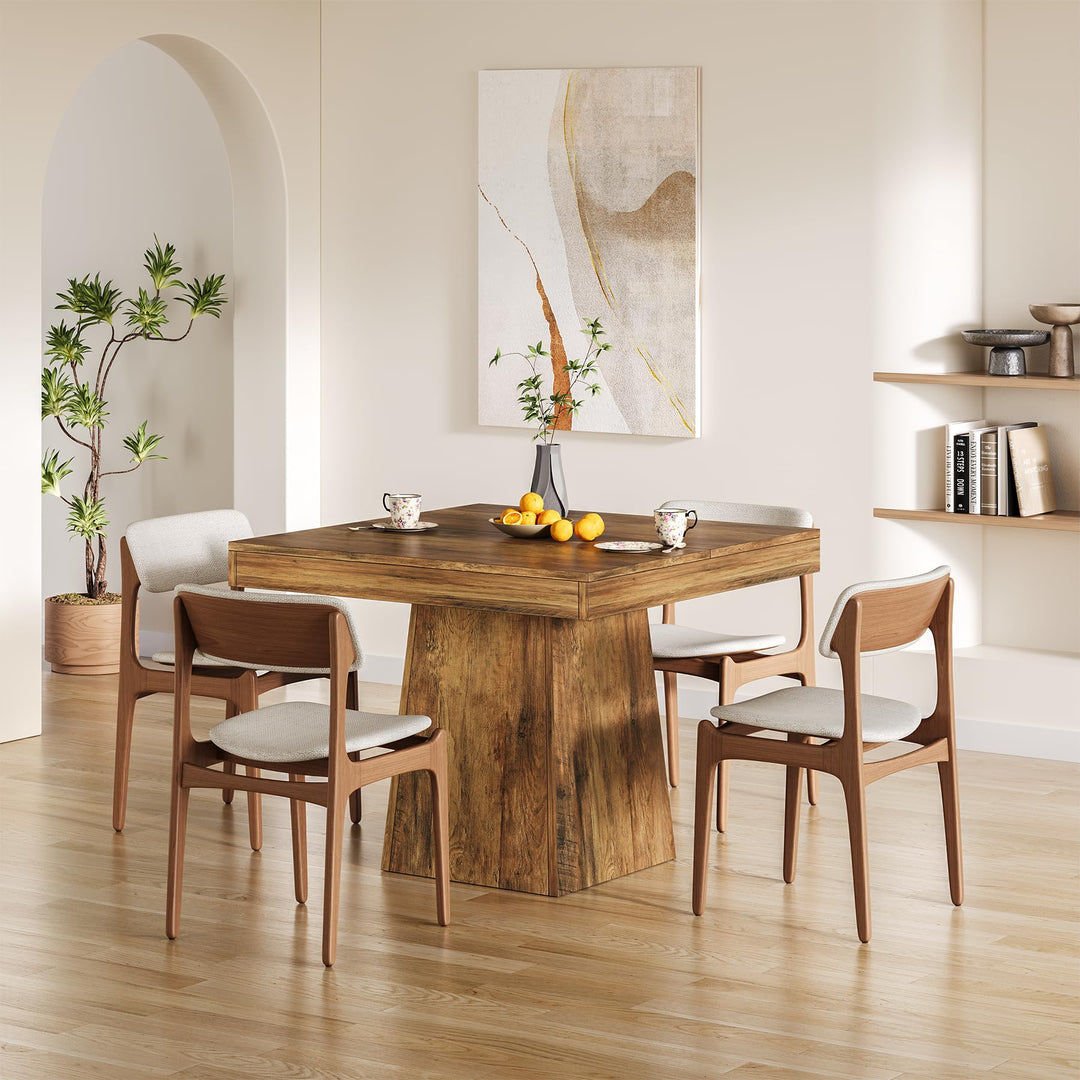 LITTLE TREE 31.5" Small Dining Table for 4, Farmhouse Kitchen Table with Walnut Finish, Square Compact Dinner Table for Home Dining Room, Apartments, Office, Living Room &amp; Restaurants, Walnut 