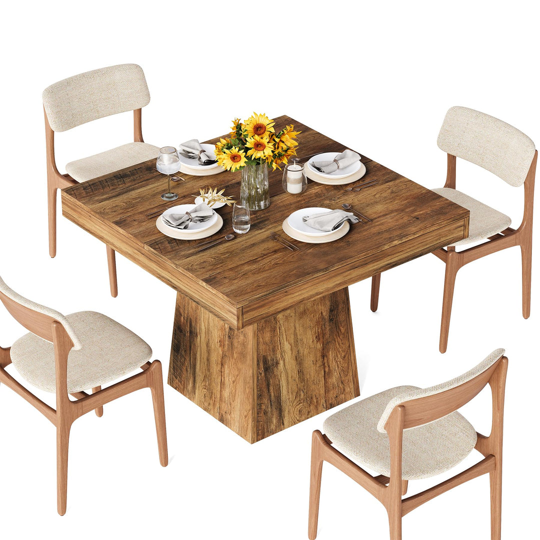 LITTLE TREE 31.5" Small Dining Table for 4, Farmhouse Kitchen Table with Walnut Finish, Square Compact Dinner Table for Home Dining Room, Apartments, Office, Living Room &amp; Restaurants, Walnut 